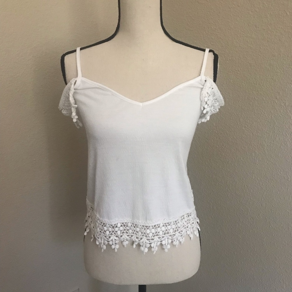White L.A. HEARTS crochet top